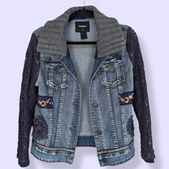 Desigual Embroidered Exotic Denim Jacket - Picture 4 of 11